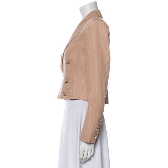 L’Agence Inez Cropped Linen Blend Blazer Pink Gold Shimmer Size 2 NWT - Picture 12 of 13